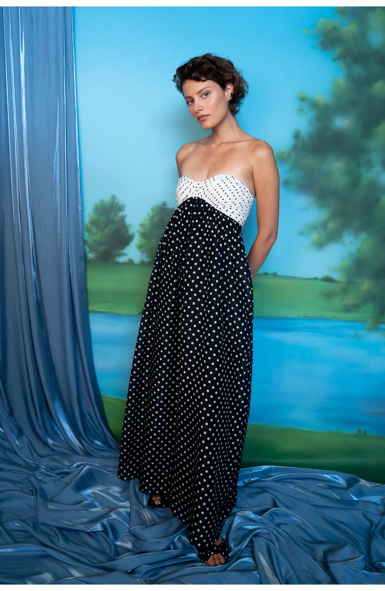 RACHEL ANTONOFF Jaclyn Maxi Dress, Alternate, color, Black & White Polka Dot