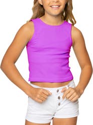 Malibu Sugar Ribbed crop sports tank top - Big Kid