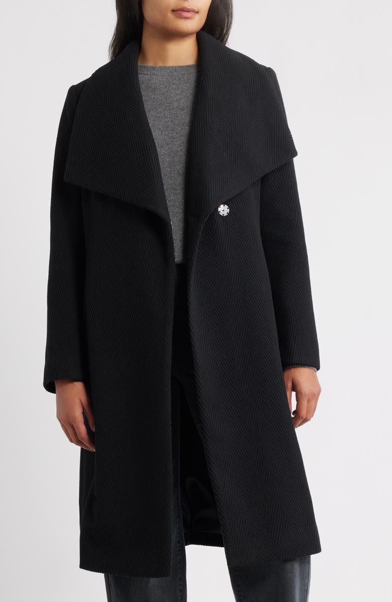 Sam Edelman Chevron Pattern Tie Waist Coat, Alternate, color, Black