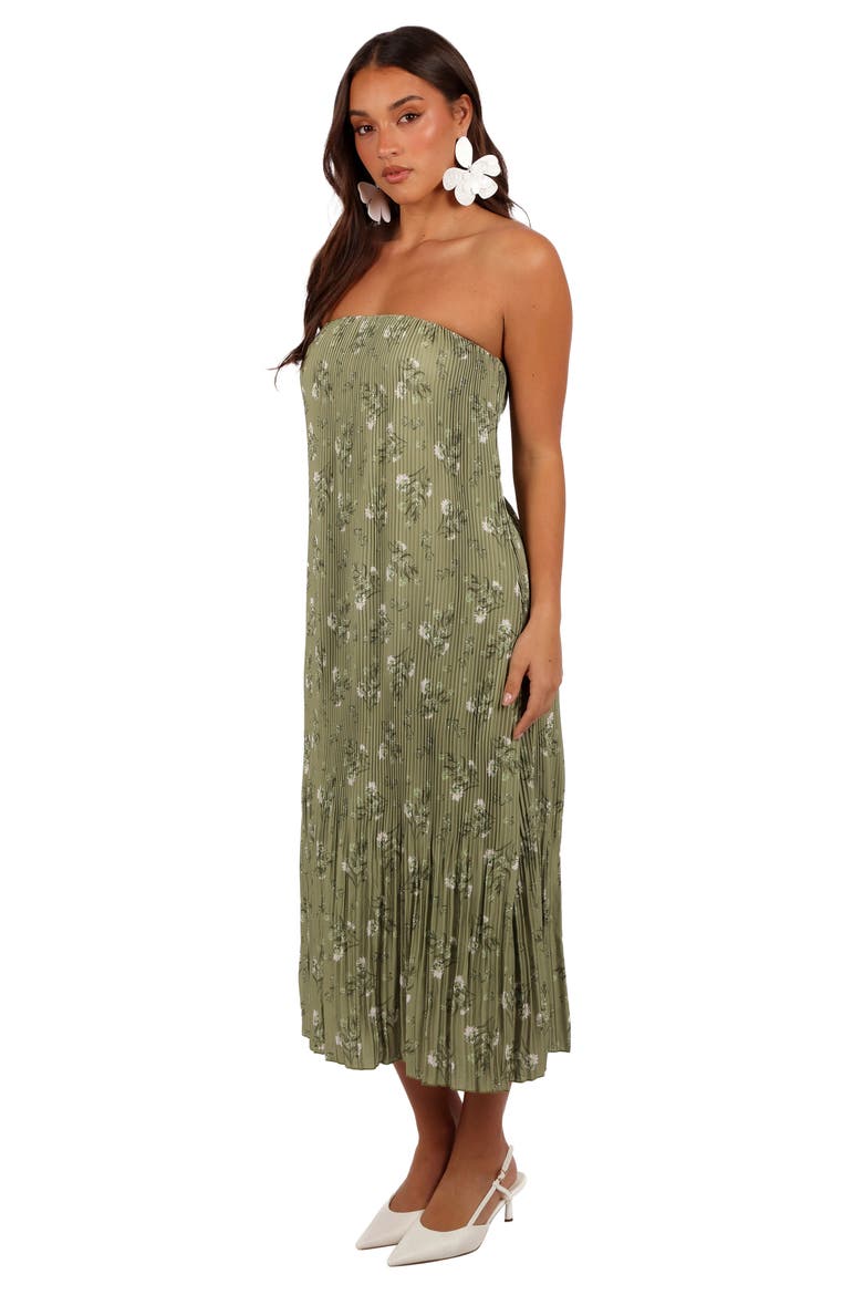 Sylvie Strapless Plissé Dress, Alternate, color, SAGE BOTANICA