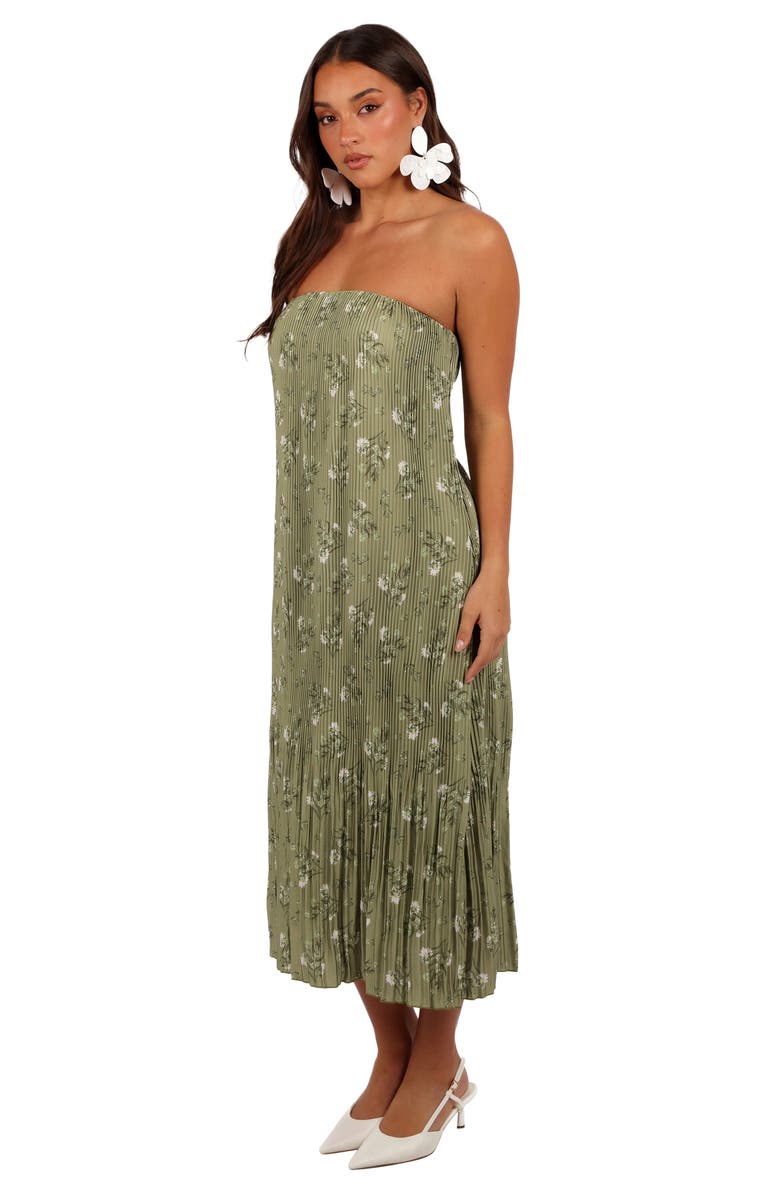 Petal & Pup Sylvie Strapless Plissé Dress, Alternate, color, Sage Botanica