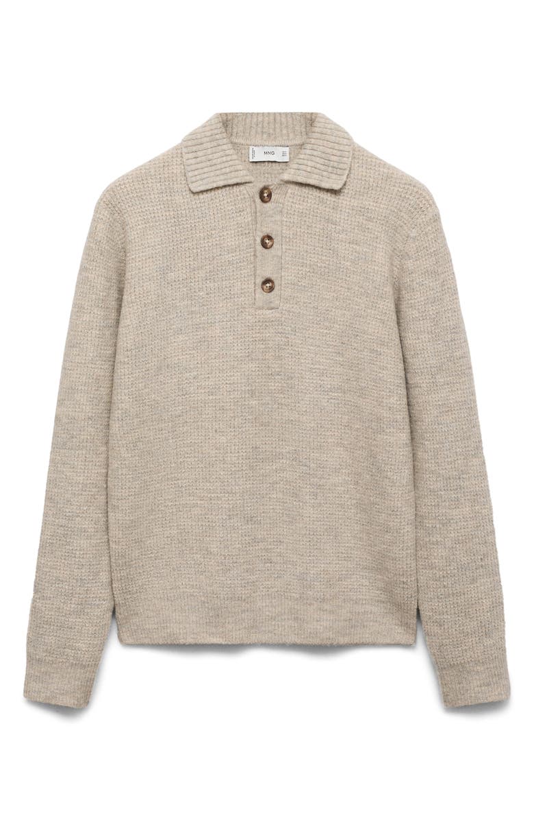 MANGO Waffle Knit Polo Sweater, Alternate, color, 