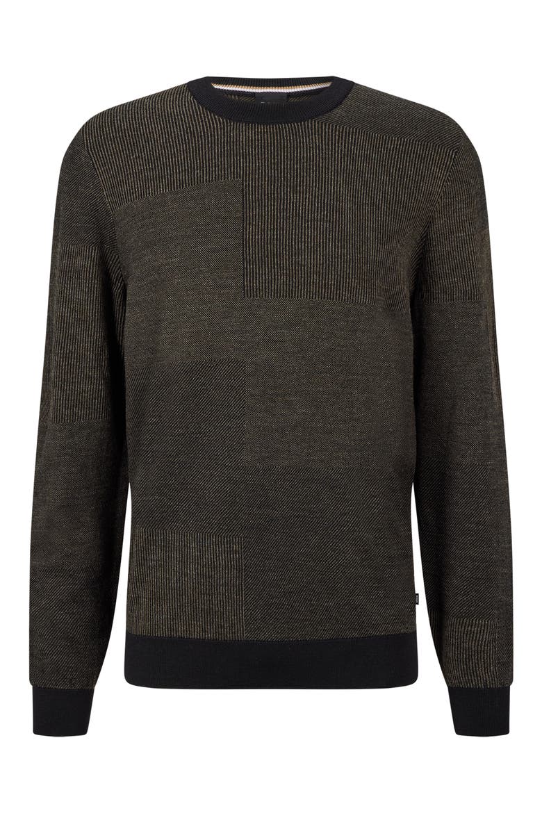 Leugenio Virgin Wool Crewneck Sweater, Main, color, BLACK