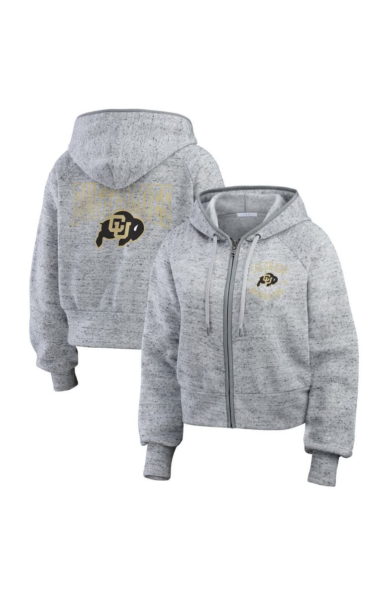 WEAR by Erin Andrews Women's WEAR by Erin Andrews Heather Gray Colorado Buffaloes Wear Speckle Double-Hit Raglan Full-Zip Hoodie, Main, color, Heather Gray