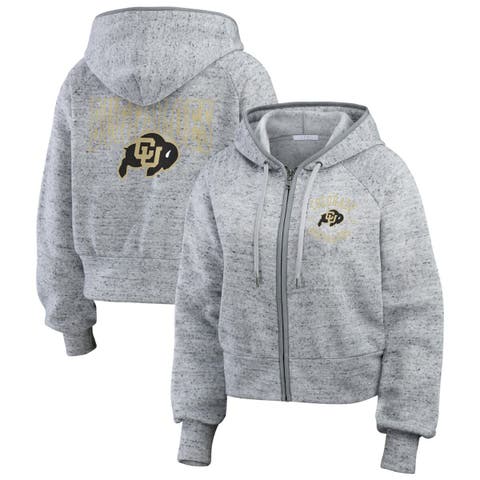 Women's WEAR by Erin Andrews Heather Gray Colorado Buffaloes Wear Speckle Double-Hit Raglan Full-Zip Hoodie