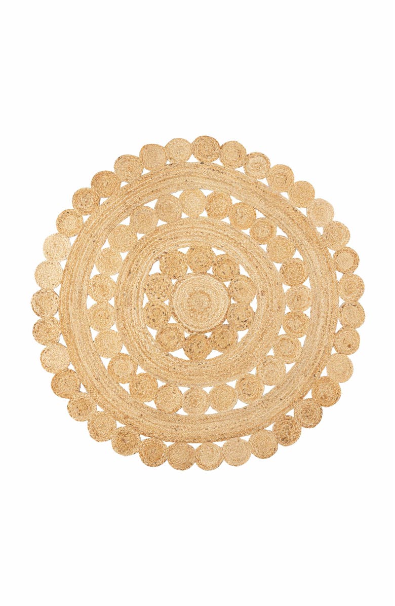 JONATHAN Y Daisy Hippy Jute Medallion Circle Round Area Rug, Alternate, color, Natural
