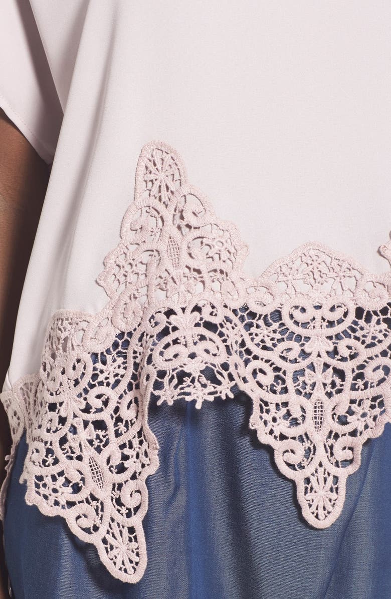 ASTR the Label ASTR Crochet Hem Tee, Alternate, color, 