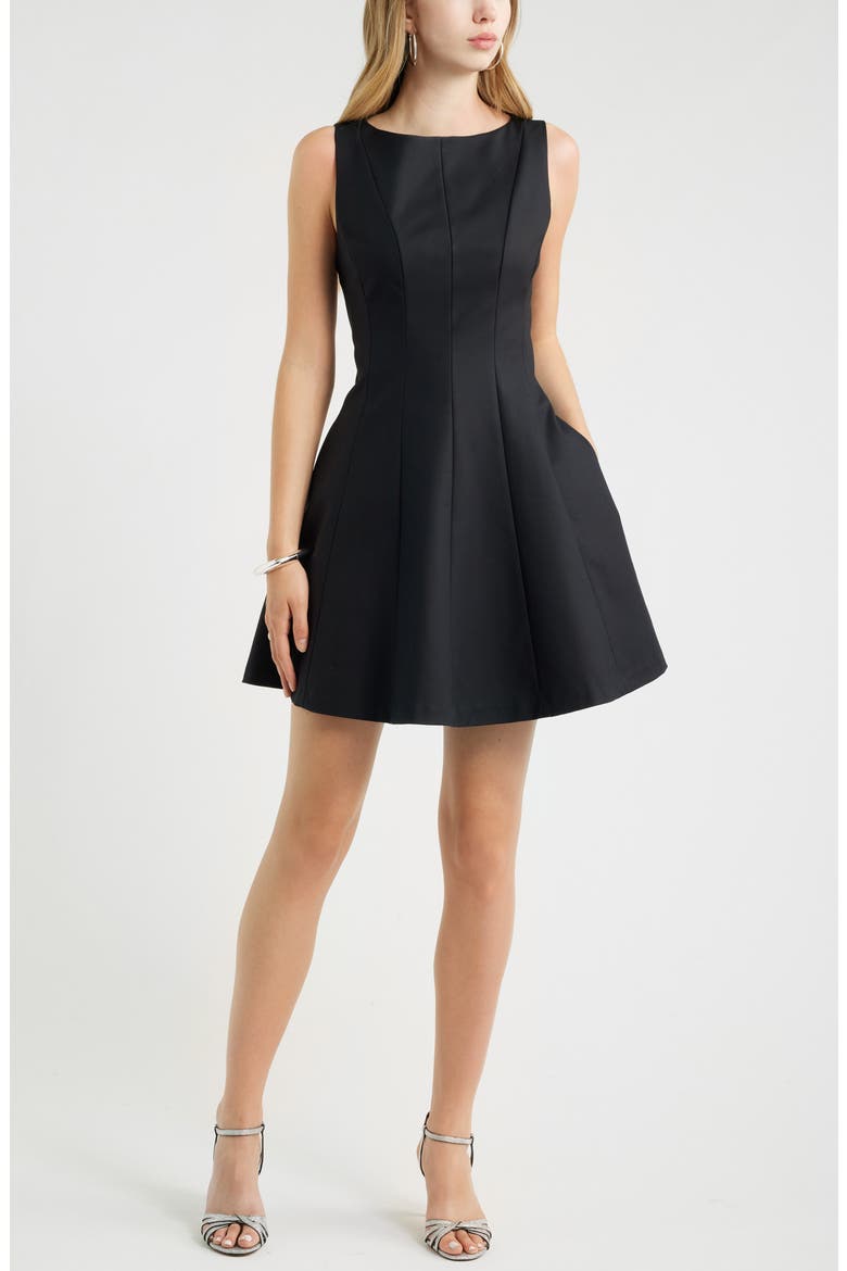 Seamed Fit & Flare Minidress, Main, color, BLACK