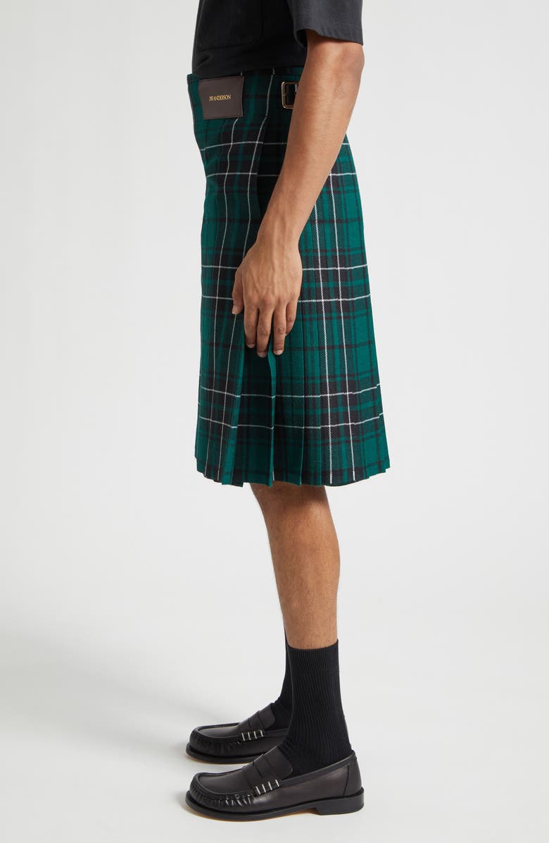 JW Anderson Plaid Wool Kilt, Alternate, color, Forest Green