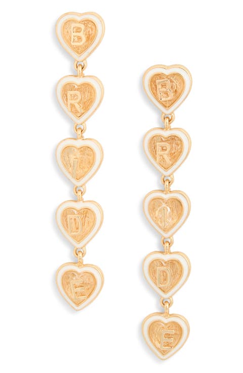 Bride Linear Heart Drop Earrings