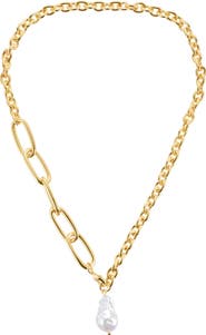 st. Moran Mixed Link Freshwater Pearl Pendant Necklace