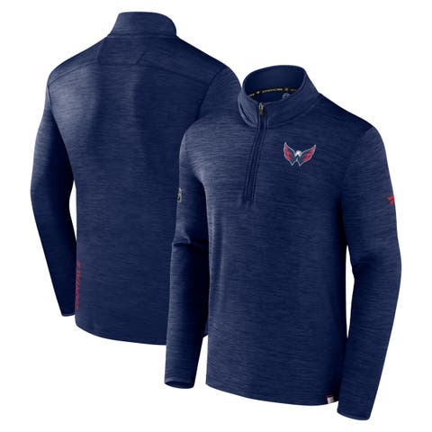 Men's Fanatics Branded  Heather Navy Washington Capitals Authentic Pro Quarter-Zip Pullover Top