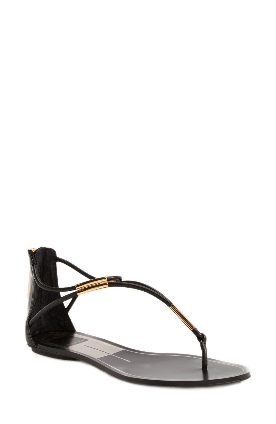'Marnie' Flat Sandal, Main, color, BLACK