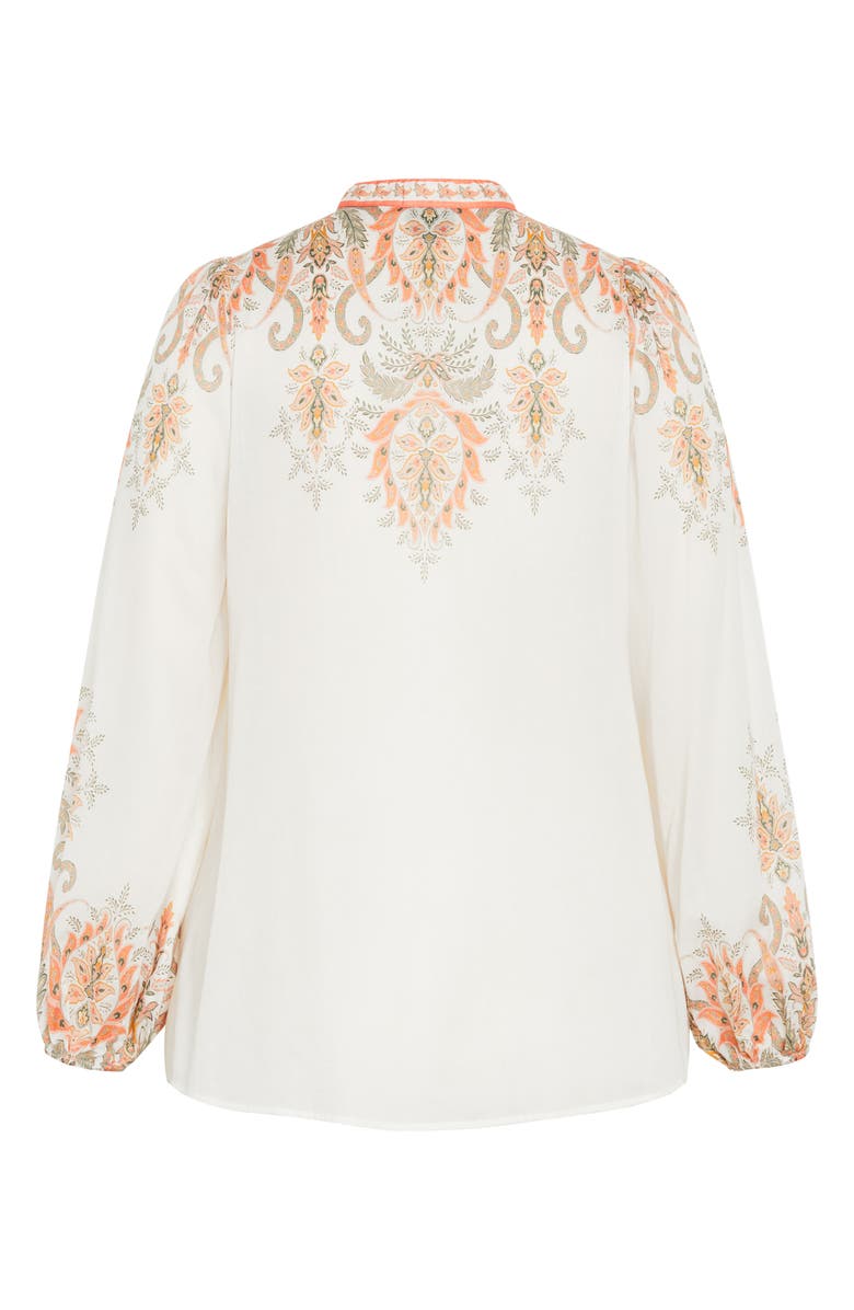 City Chic Chloe Placed Floral Print Button-Up Shirt, Alternate, color, 