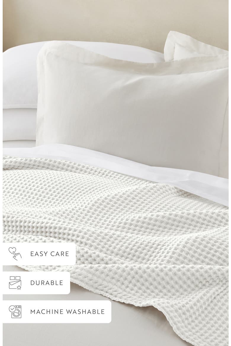 Waffle Weave Cotton Blanket, Alternate, color, WHITE