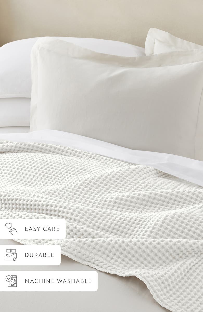 HOMESPUN <p>Waffle Weave Cotton Blanket</p>, Alternate, color, White