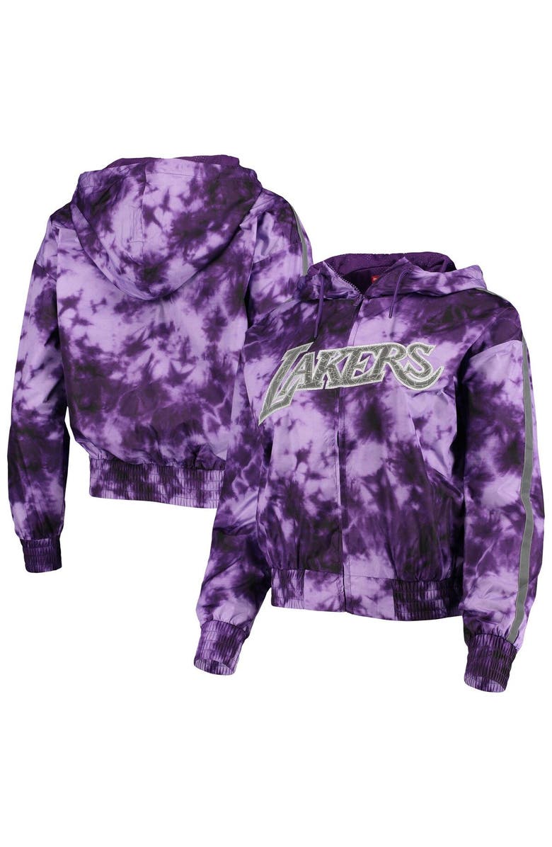 Mitchell & Ness Women's Mitchell & Ness Purple Los Angeles Lakers Galaxy Sublimated Windbreaker Pullover Full-Zip Hoodie, Main, color, Purple