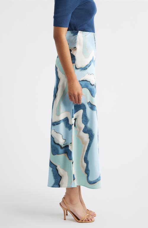 Anne Klein Abstract Print Bias Cut Maxi Skirt In Blue