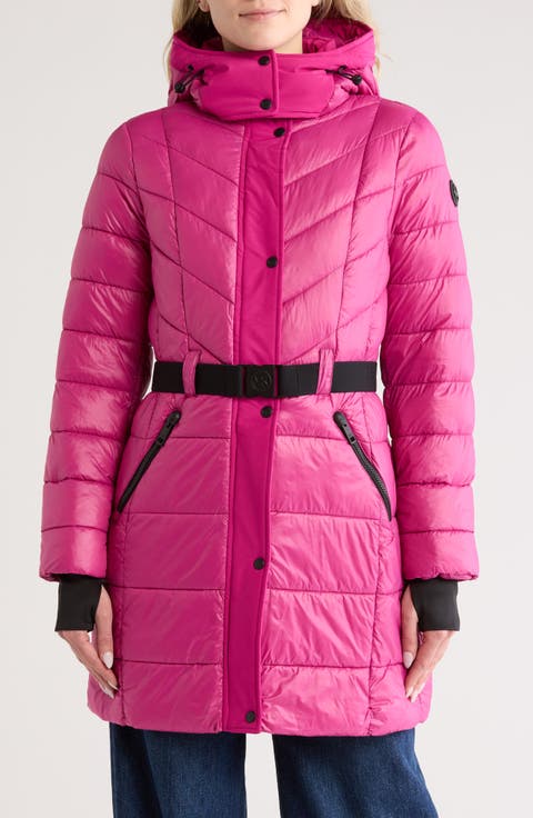 Hooded Belted Long Puffer Jacket