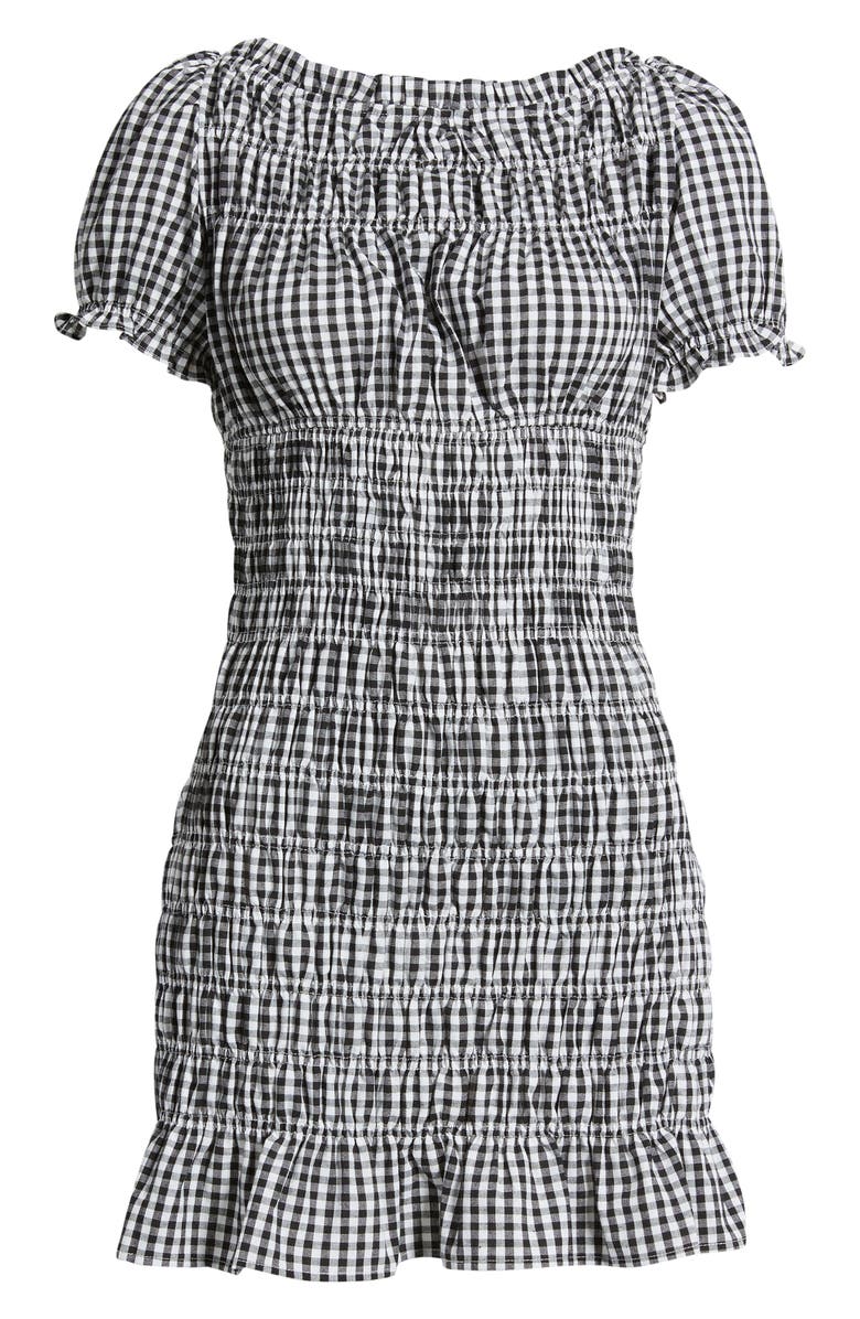 Lulus Darby Cap Sleeve Gingham Minidress, Alternate, color, Black/ White