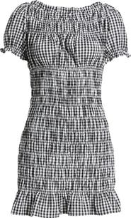 Lulus Darby Cap Sleeve Gingham Minidress