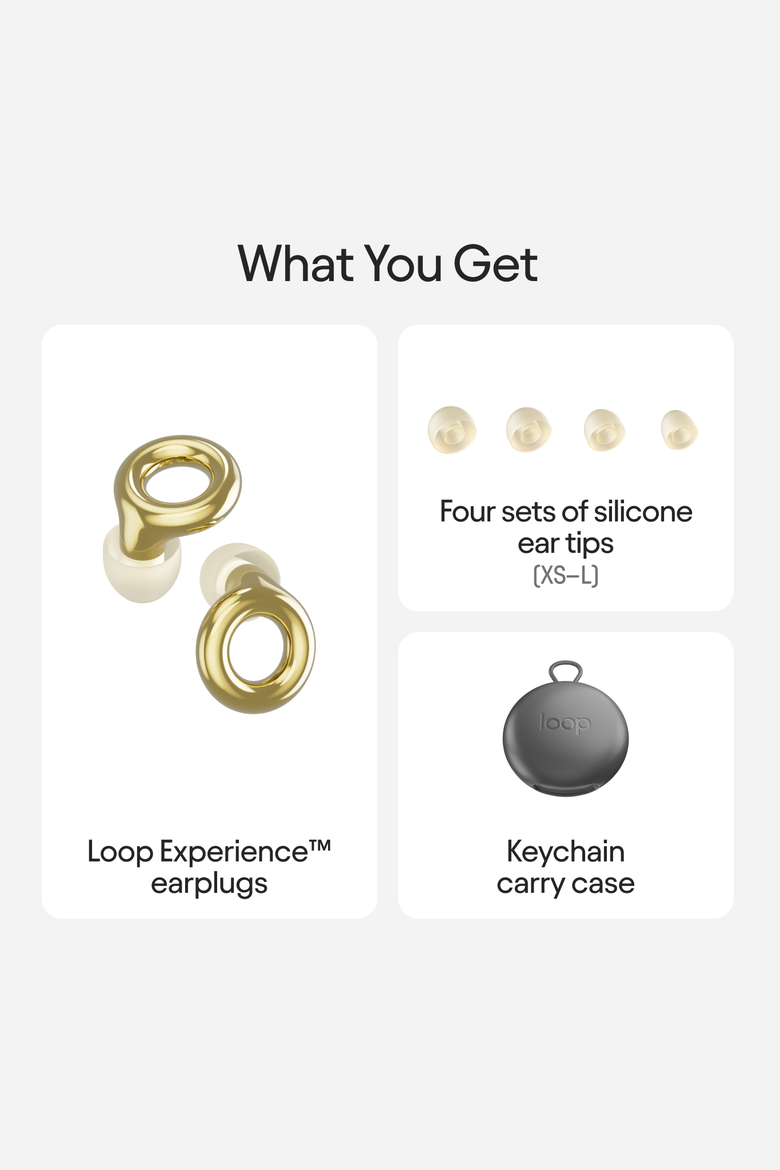 Experience 2 Earplugs Stylish Hearing Protection for Concerts & Festivals, Alternate, color, Gold