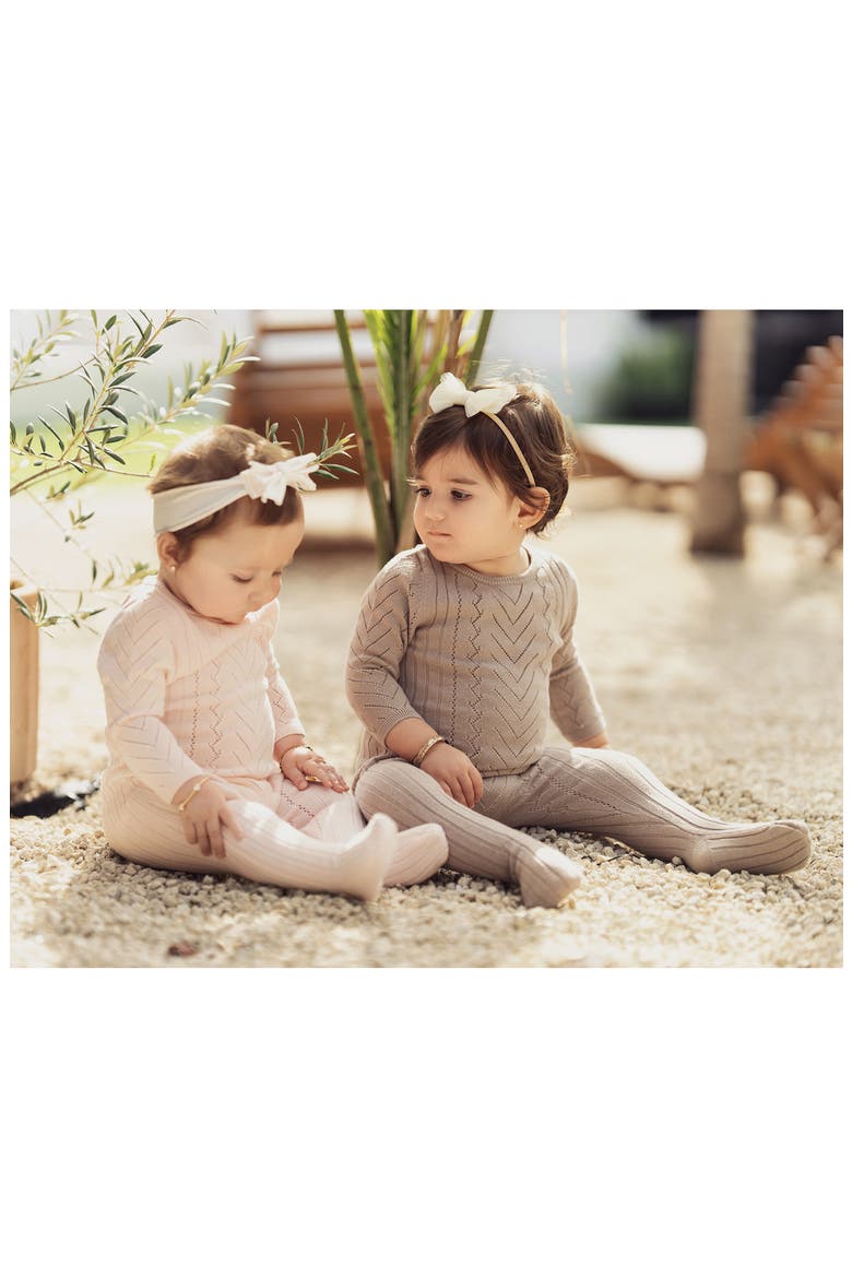 Pretty Pointelle Footie, Alternate, color, PEACH