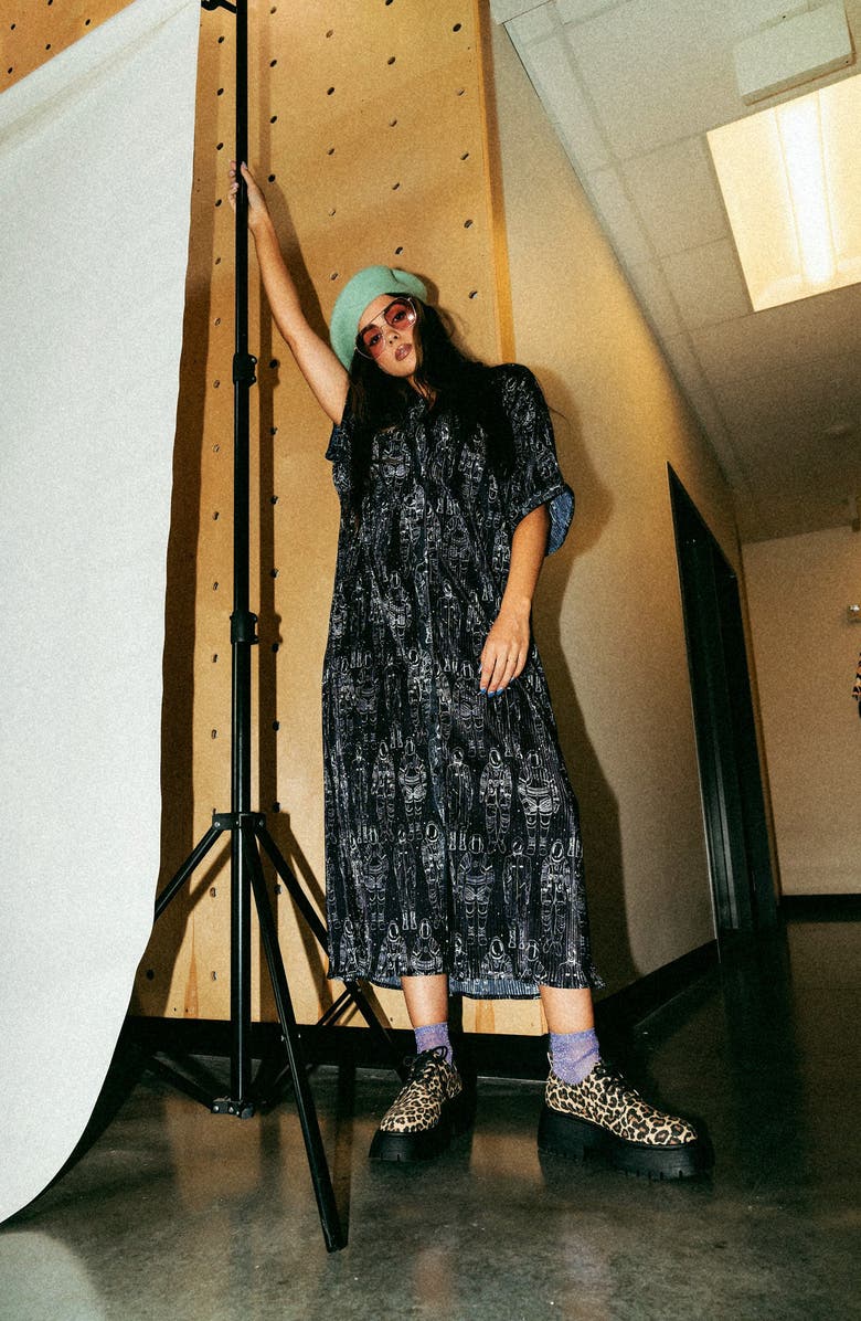 Dressed in Lala Astronaut Plissé Shirt Dress, Alternate, color, Astronaut