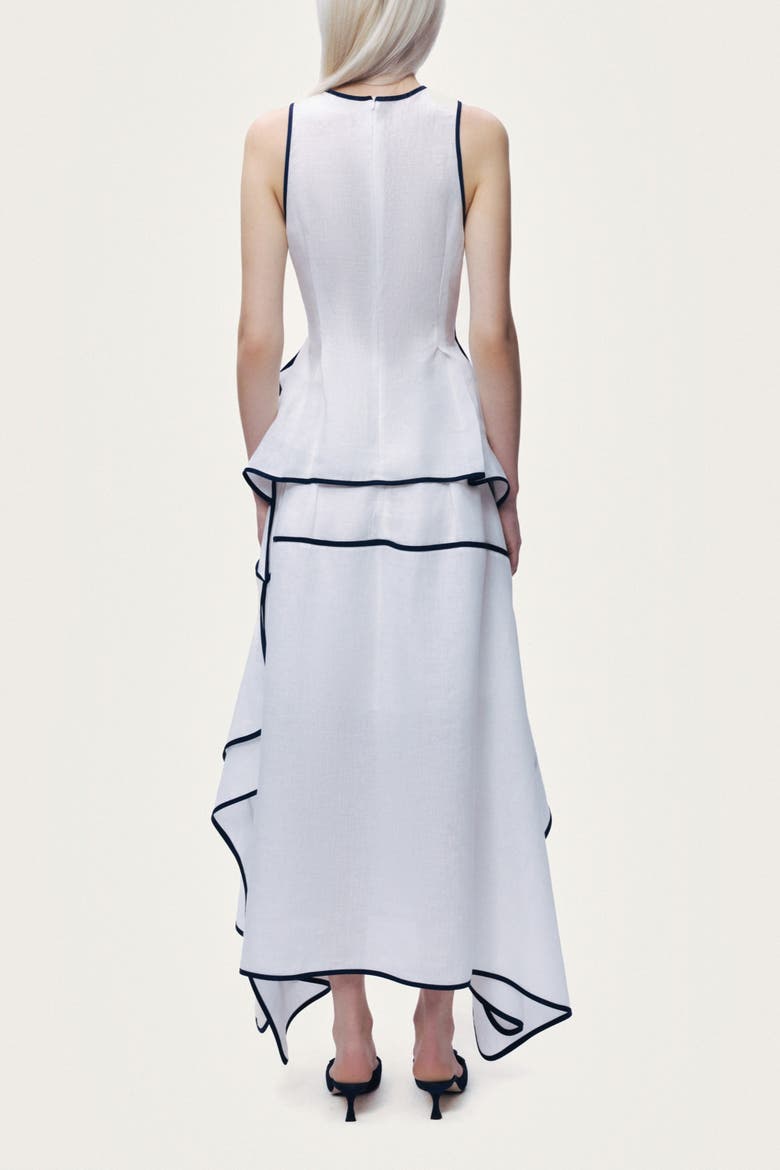 Contrast Trim Asymmetric Hem Skirt, Alternate, color, Ivory