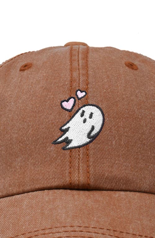 Dalix Heartly Ghost Embroidered Cap In Washed Orange