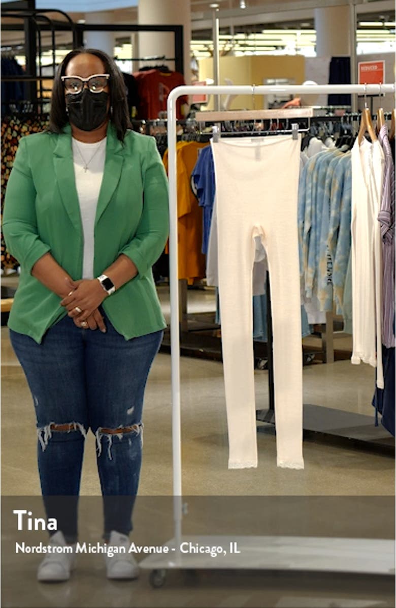 Woolen Lace Trim Rib Leggings, sales video thumbnail