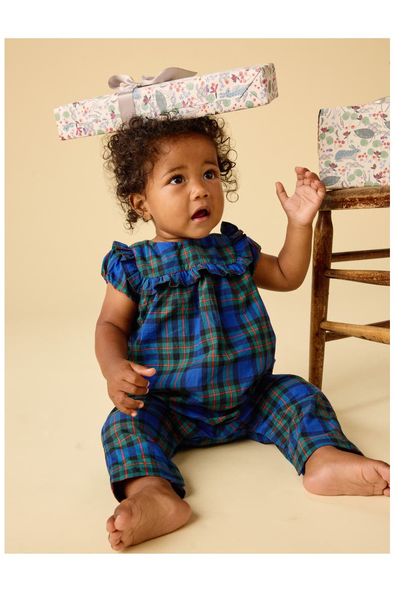 Plaid Ruffle Baby Romper, Alternate, color, Busan Holiday Plaid