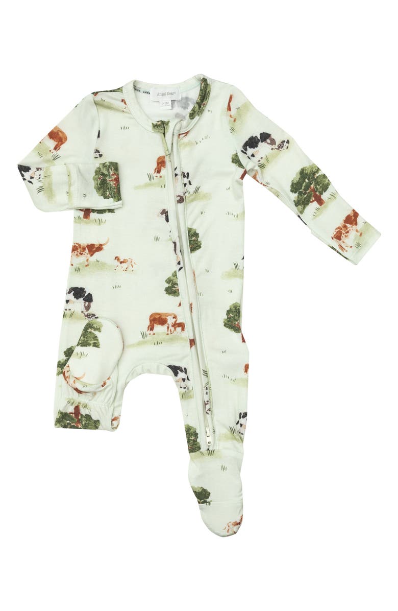 Angel Dear Cow Zip-Up Footie, Main, color, 