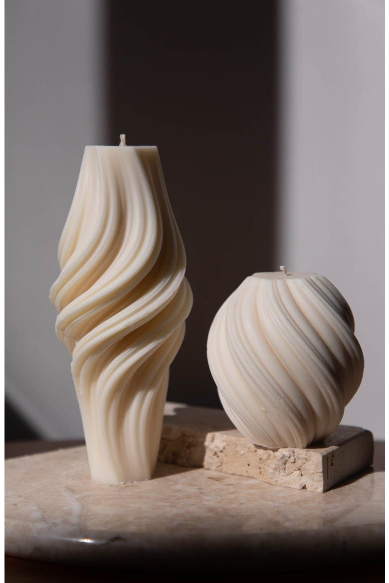 Swirl Cylinder Candle, Alternate, color, IVORY
