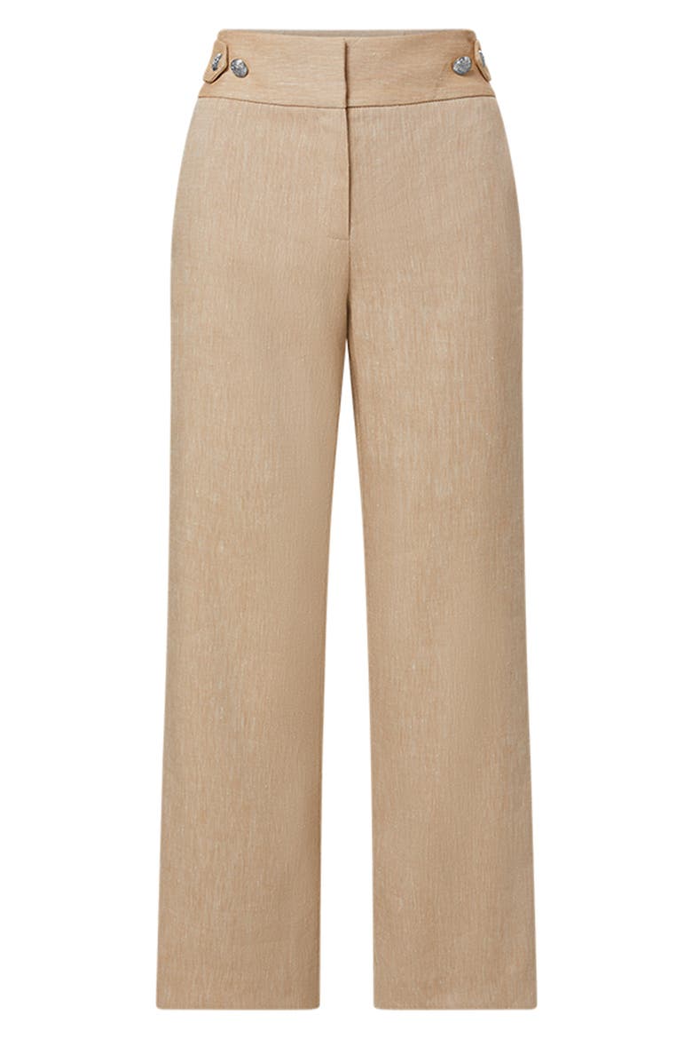 Aubrie Crop Flare Linen Blend Pants, Alternate, color, KHAKI MELANGE