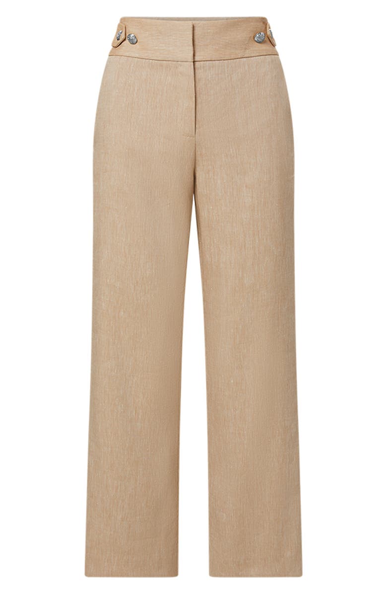 Veronica Beard Aubrie Crop Flare Linen Blend Pants, Alternate, color, Khaki Melange