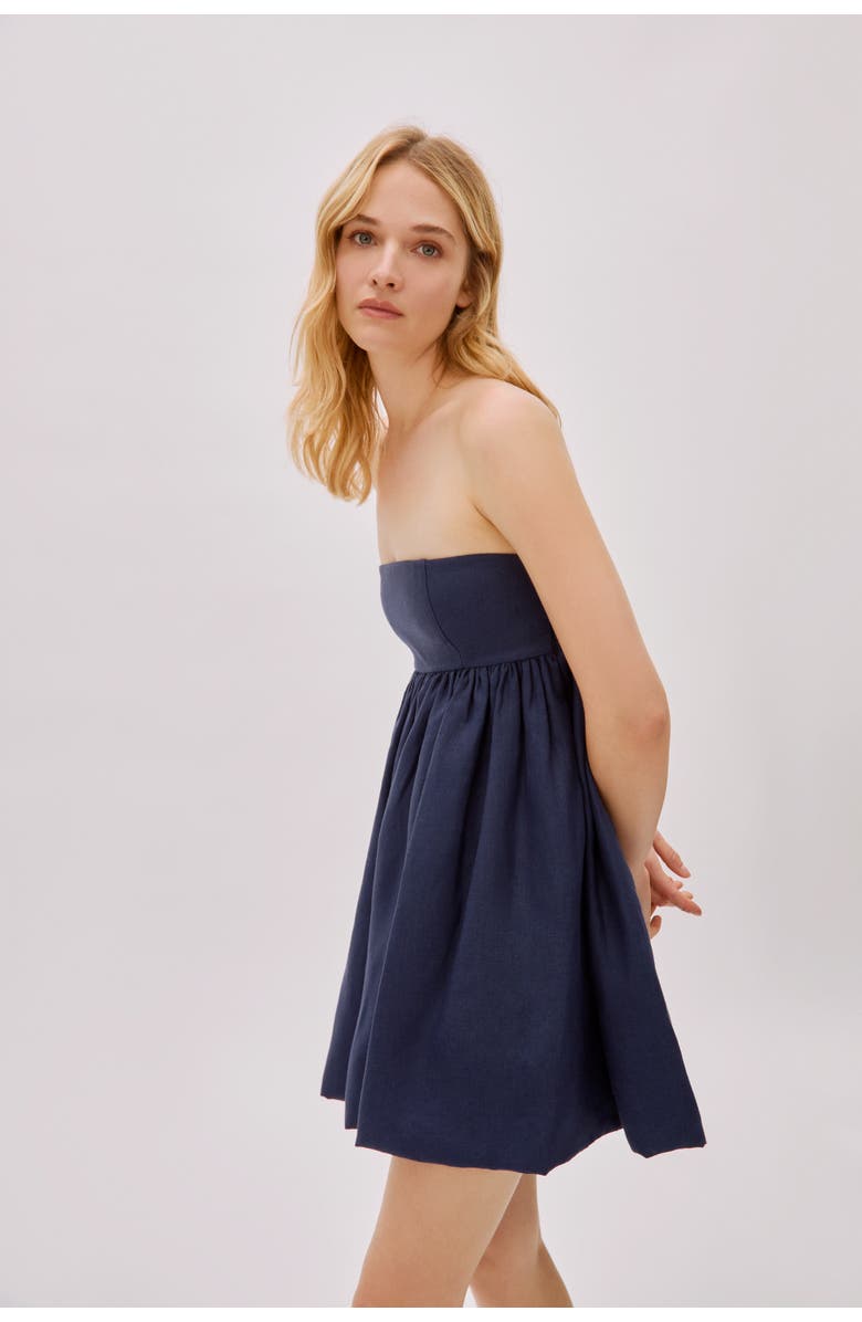 Labeca London Mykono Linen Strapless Dress, Alternate, color, 