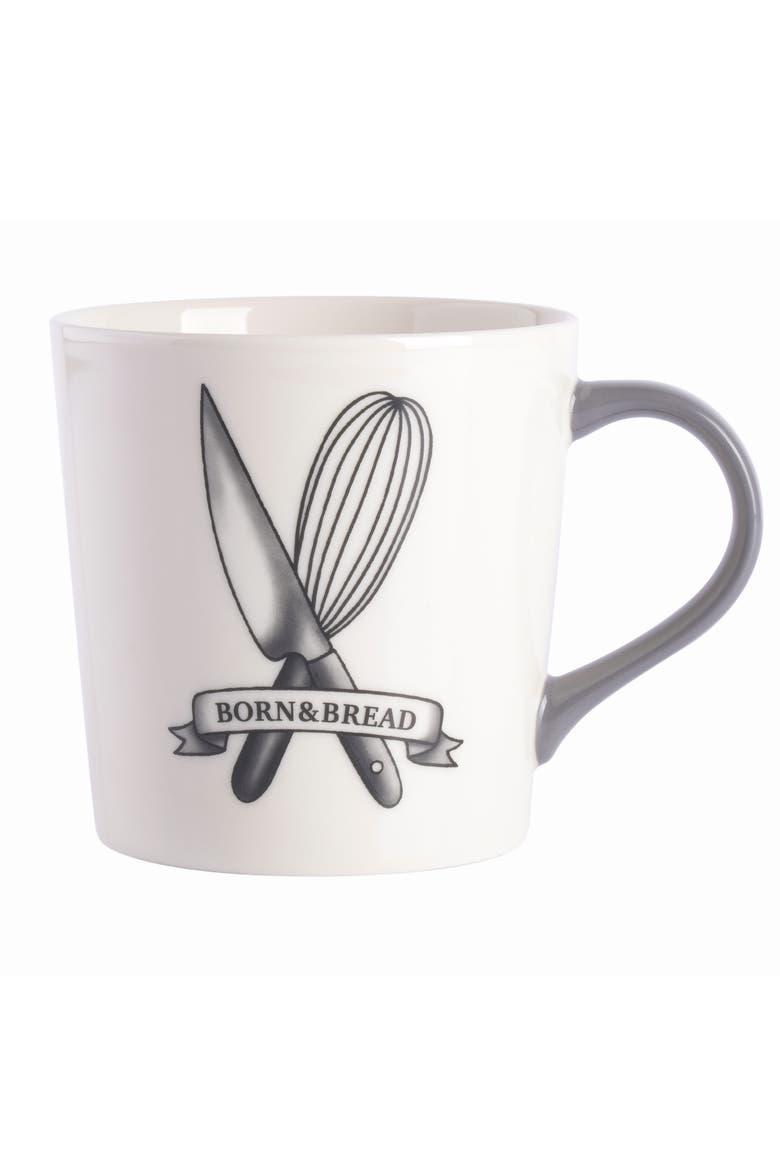 17 Ounce Fine Ceramic Born & Bread Mug in White, Main, color, White