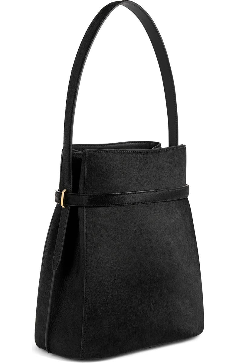 TOTEME Belted Genuine Calf Hair Bucket Bag, Alternate, color, Black
