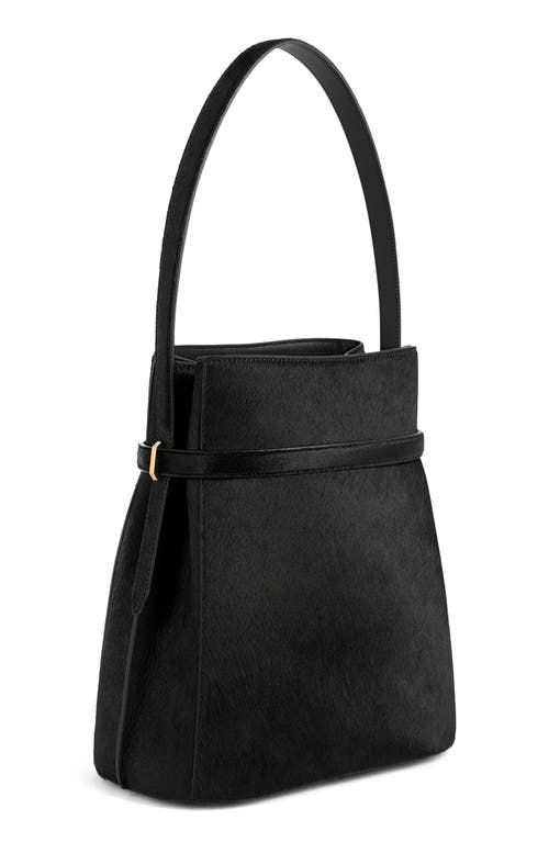 Totême Toteme Belted Genuine Calf Hair Bucket Bag In Black