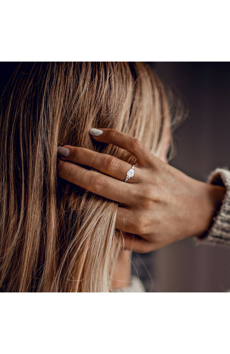 Julianna B. Moissanite Cluster Engagement Ring Sterling Silver, Alternate, color, Sterling Silver