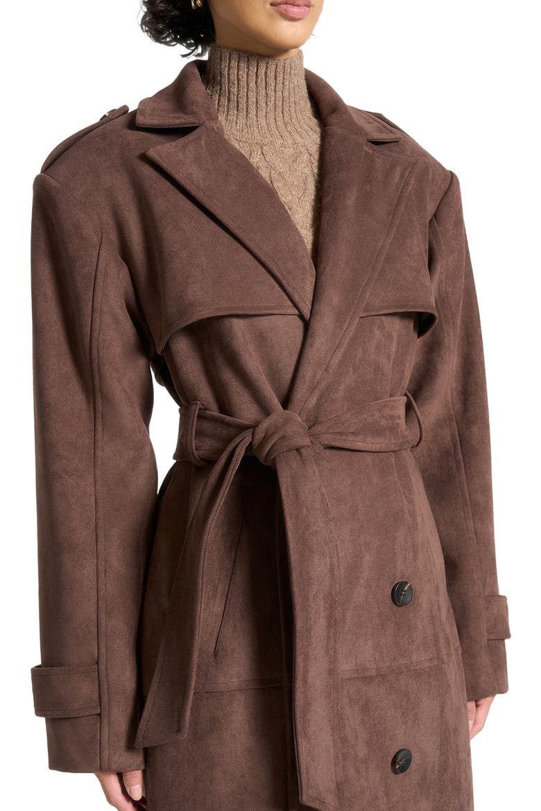 Amance Suede Trench Coat, Alternate, color, Brown