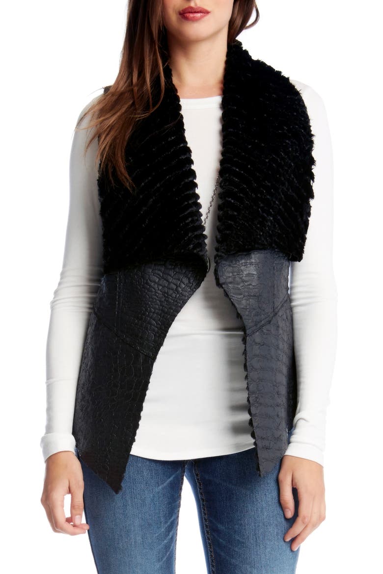 Reversible Faux Fur Vest, Main, color, BLACK