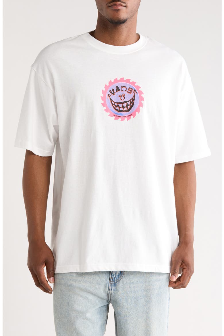 Sharp Smile Cotton Graphic T-Shirt, Main, color, WHITE