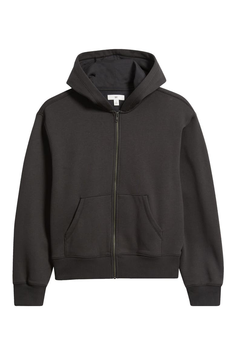 Crop Fleece Zip Hoodie, Alternate, color, BLACK FADED