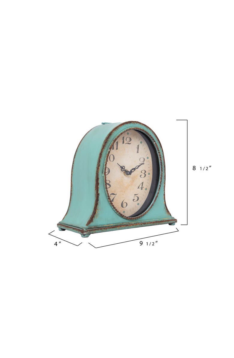 Storied Home Decorative Metal Mantel Clock, Aqua Blue, Alternate, color, Blue