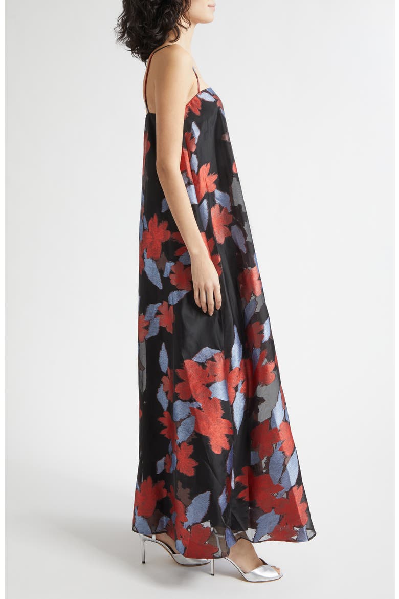 Delfina Floral Jacquard Organza Evening Dress, Alternate, color, NIGHT GARDEN