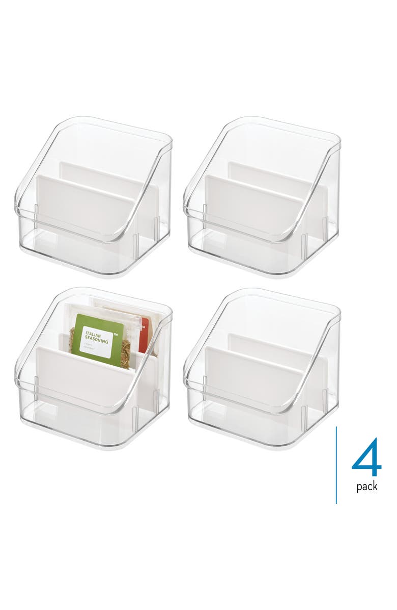 iDesign 3-Section Divided Pantry Organizer - Set of 4 - Clear/White, Alternate, color, White