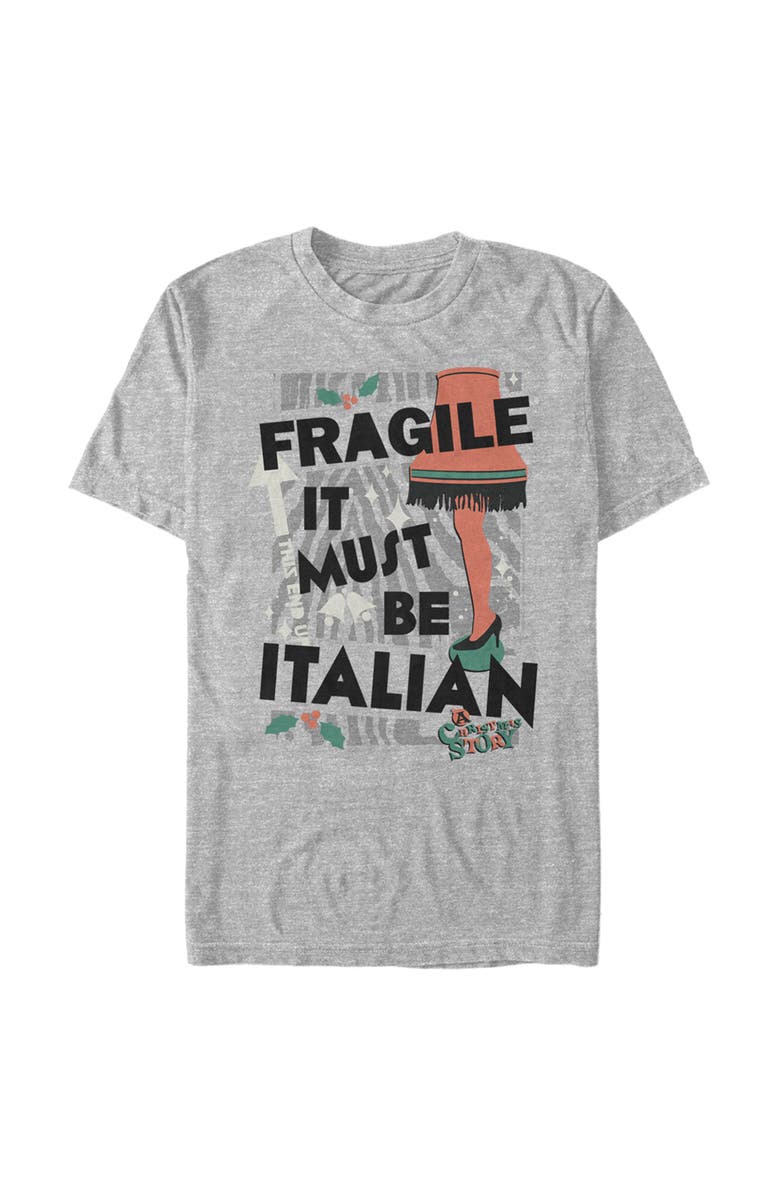 A Christmas Story Men's A Christmas Story Fragile It Must Be Italian  Graphic T-Shirt, Main, color, Athletic Heather
