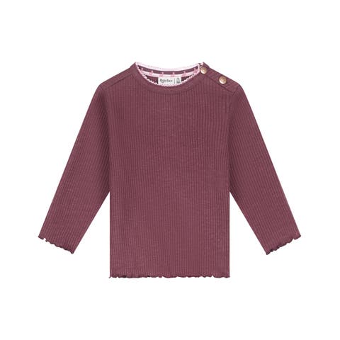 Picot Trim Ribbed Long Sleeve Tee (baby)